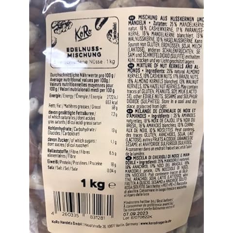 KoRo - Nussmischung 1 kg - 100% Natur Ungesalzene Edel Nüsse Cover