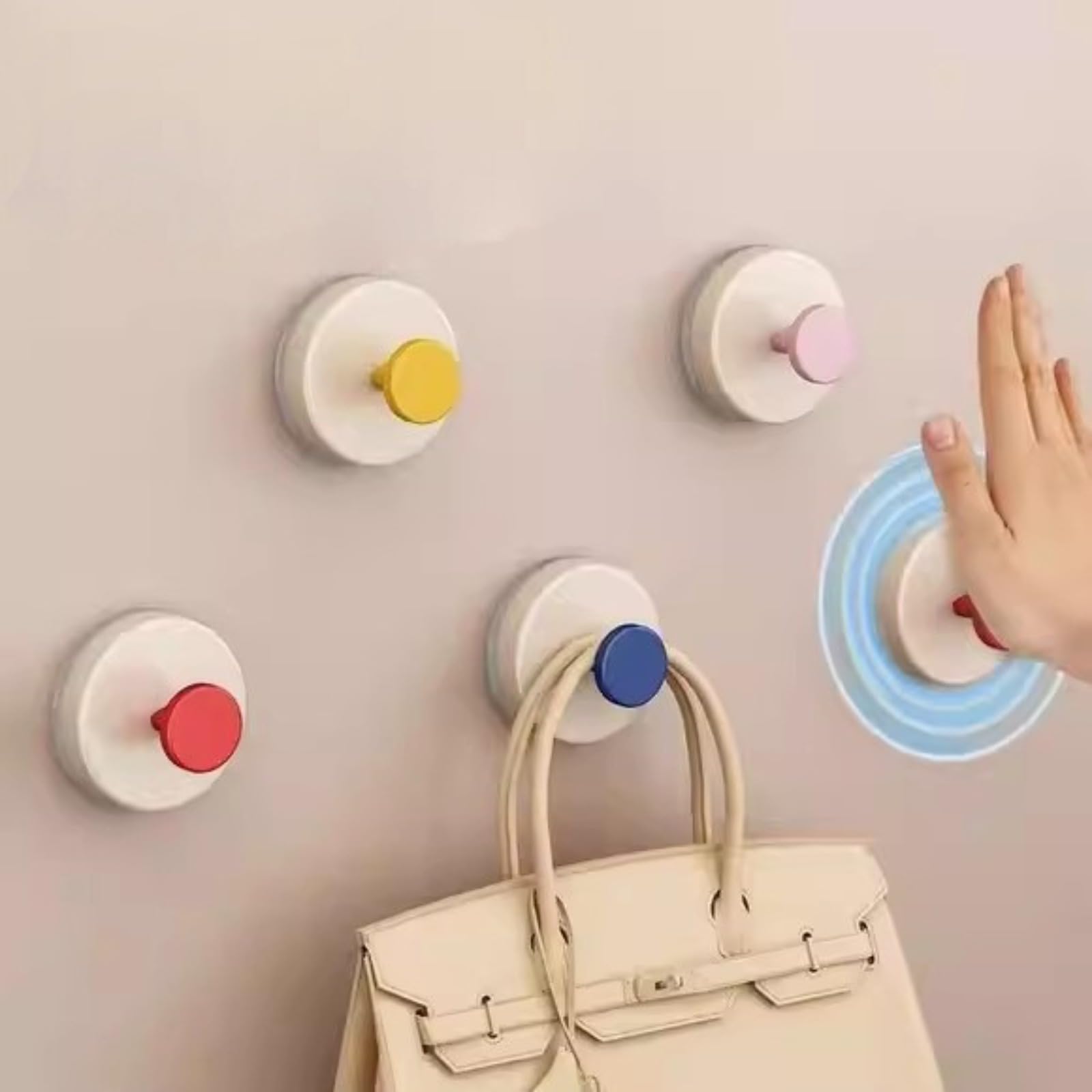 Bezmxgjah Not Easy To Fall Off: 【 4-Pack 】 Pink Dopamine Suction Cup Hook Non Perforated Clothes Hook Wall Mounted Bathroom Door, Kitchen Adhesive Hook Traceless Bathroom Hook