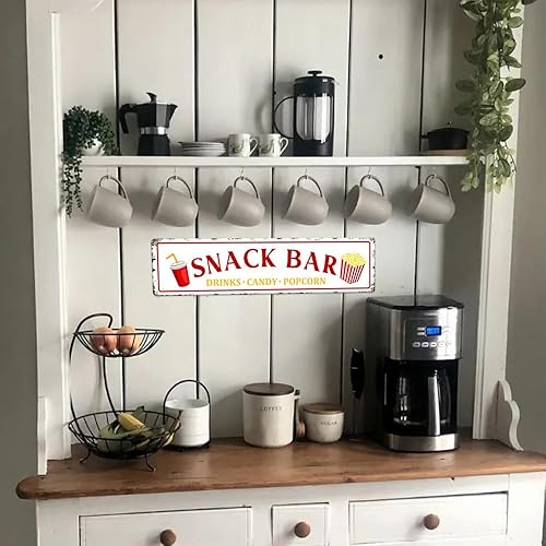 Miniatura 6 de Letrero de metal con diseño de palomitas de maíz para snack bar, bar, bar, cafetería, cocina, decoración de pared del hogar, regalo novedoso, 16 x 4