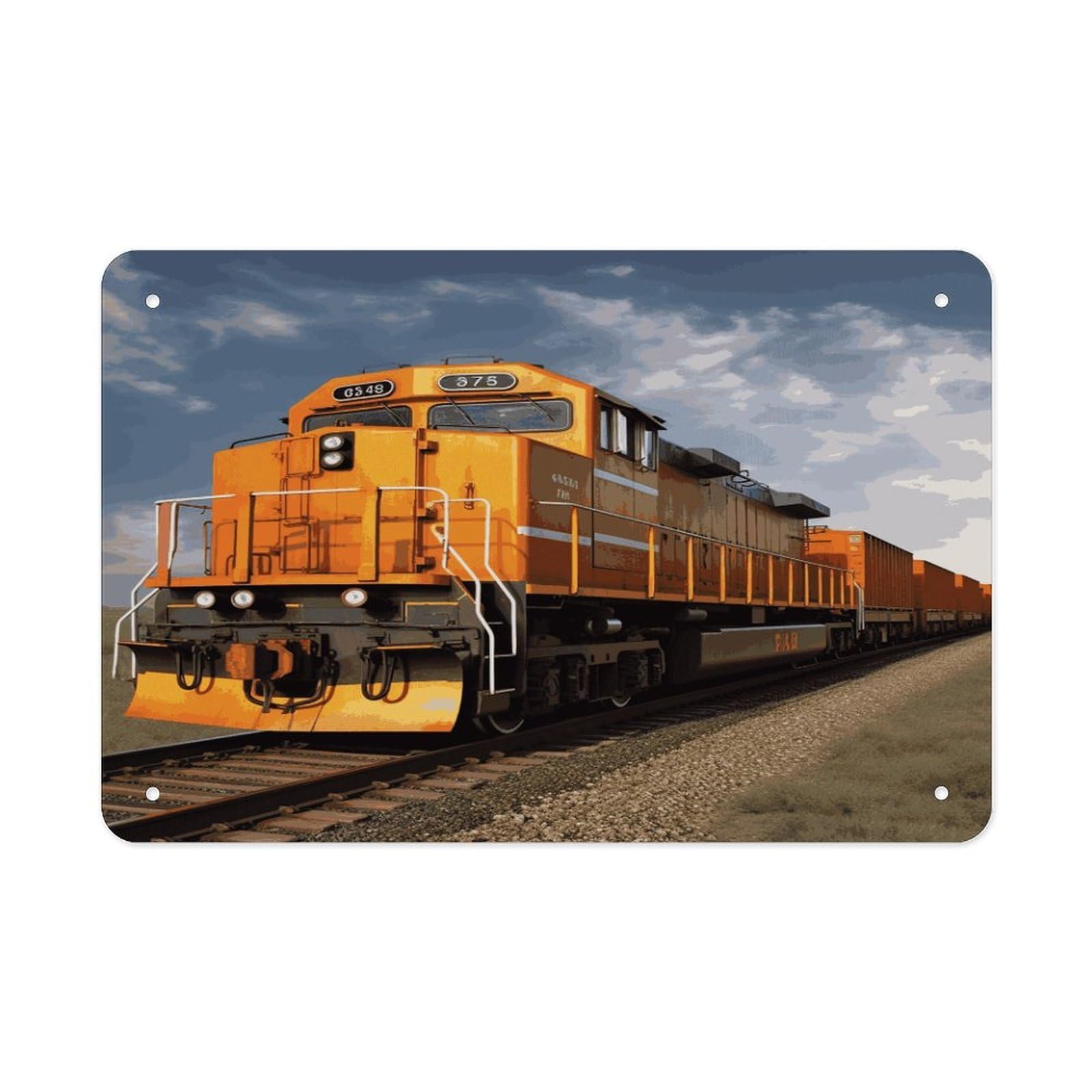 Fekiloot Style Freight Train Metal Signs Wall Art Tin Sign