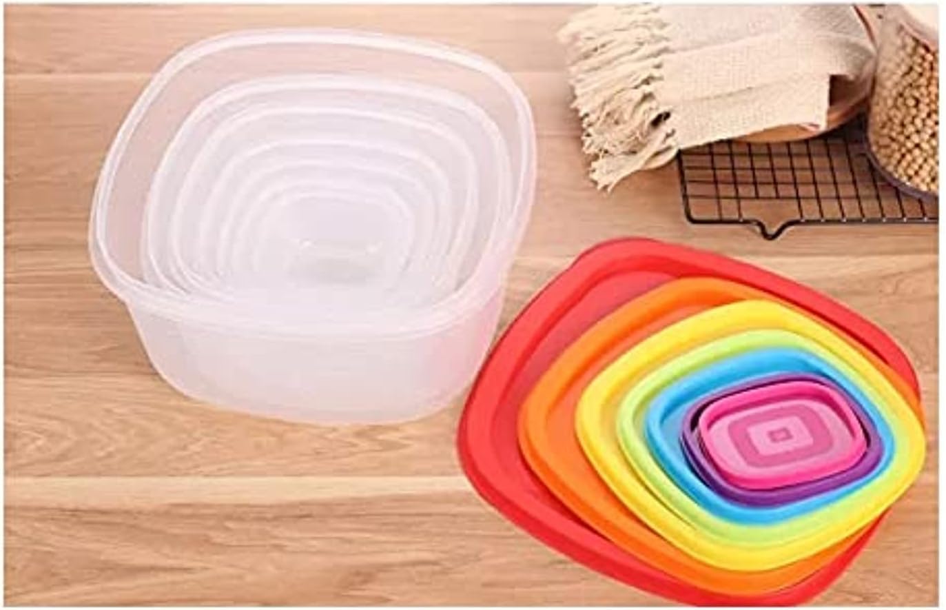 "Complete Set of 7 Pantry Kitchen Storage Containers with Lids - Ideal for Cereal, Flour, or Sugar - Air-Tight, Freezer-Safe, BPA-Free, Transparent, Eco-Friendly Organization Solution"