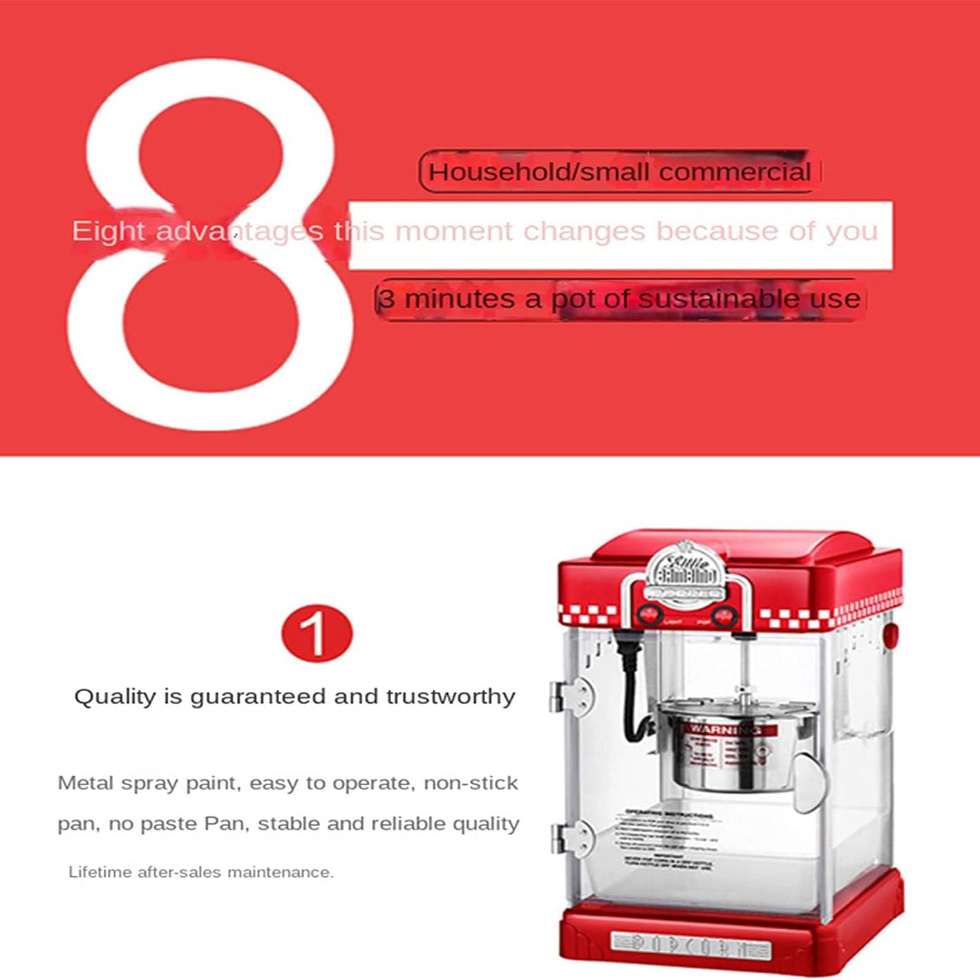 Pequeña Máquina para Hacer Palomitas De Maíz Completamente Automática, Máquina De Palomitas De Maíz Comercial Y Doméstica, para Fiestas Infantiles Cine En Casa