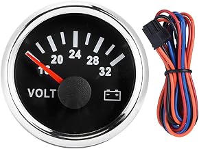JUOPZKENN Medidor de Voltímetro para Barco, 2.047 In, 2 Pulgadas, Voltímetro de 18-32 V, Retroiluminación de 7 Colores, Voltaje de Trabajo de 9-32 V para Barco, Coche, Camión, Motocicleta,(Negro)