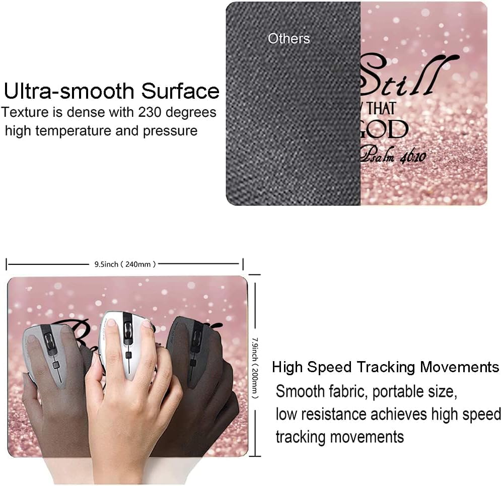 Image of Premium-Textured Mouse Pad, Non-Slip Rubber Base Mousepad for Laptop, Computer & PC, 9.5x7.9 in - Enhanced Precision, Ergonomic Comfort, Ideal for Gaming & Office (Be Still)