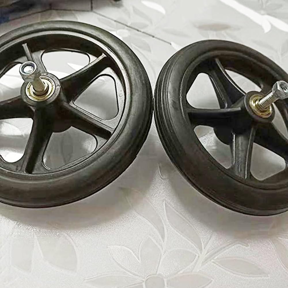kółka do krzeseł biurowych, Zamienne przednie koło do wózka inwalidzkiego, pełne, ze śrubami, 6-8 cali, 2 szt(8"-19cm)
