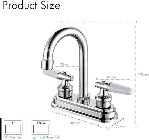 Miniatura 5 de SOLVEX Centerset SP-40004-2 - Grifo de lavabo de baño WaterSense de 4 pulgadas, grifo de baño de 3 agujeros, níquel cepillado, grifo de lavabo de