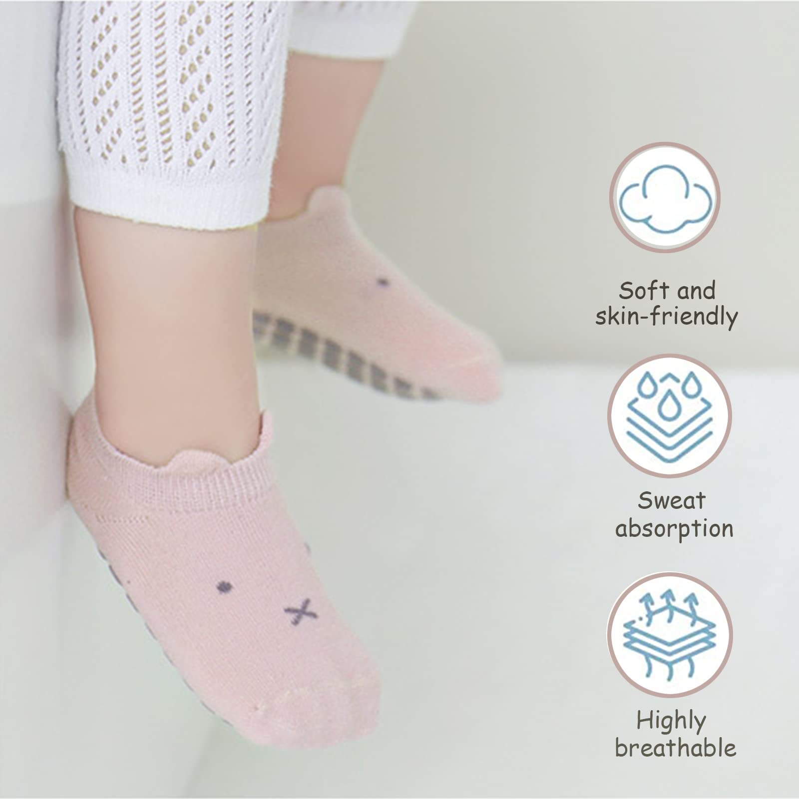 Baby Anti-Slip Ankle Skarpety Cute Cartoon Grips Skarpety Dla Niemowląt Maluch Chłopcy Dziewczyny 5/6 Para (B1-cat(5 pair),1-3 Years)
