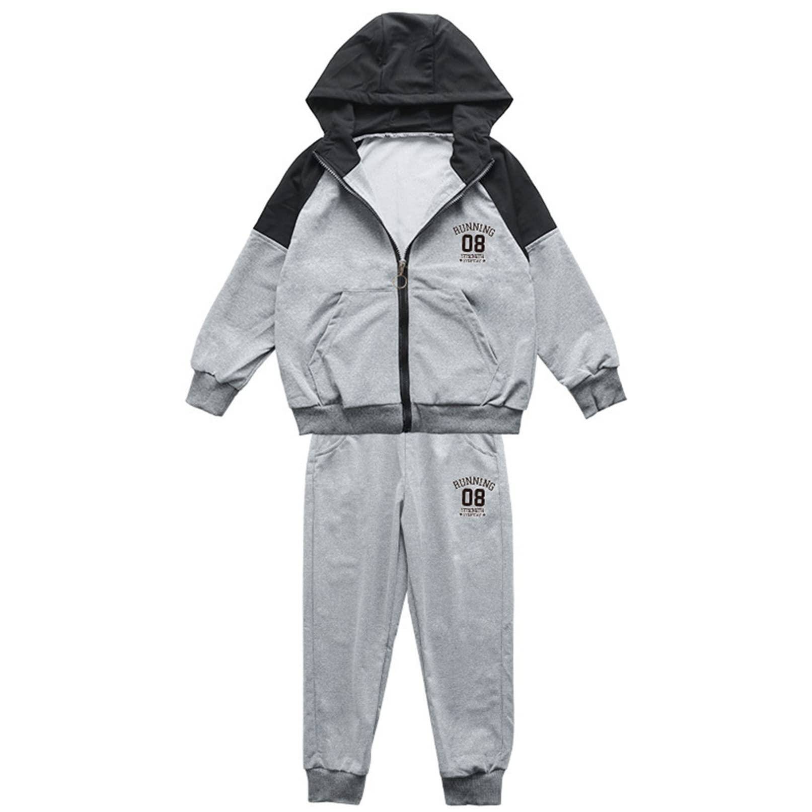 TiaoBug Chándal Niños Conjunto de Deportivos con Chaqueta de Deportivo con Capucha y Cremallera + Pantalones Largos Traje de Deportiva Primavera Otoño