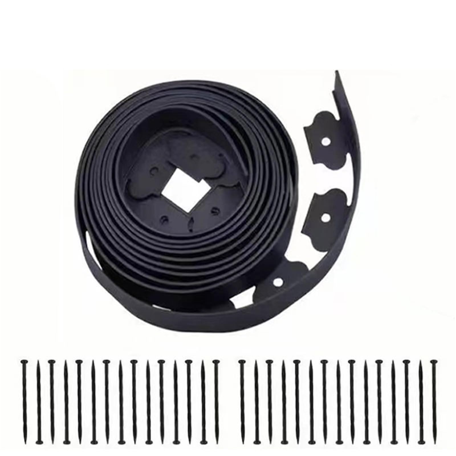 Flexible Rasenkante aus Kunststoff 10M Fixed Garden Barrier Lawn Plastic Border Landscape Edging Edge Kit with 30 Anchoring Spikes Easy Install(Brown)
