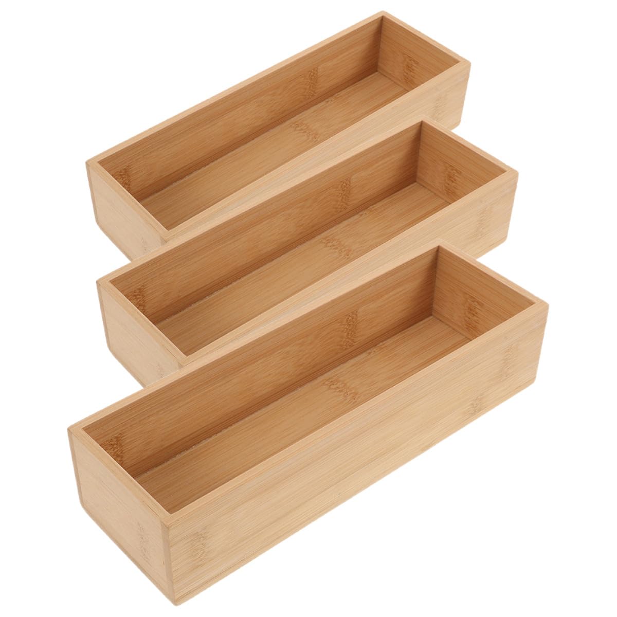Boîtes de Rangement en Bambou 3pcs de Grande Capacité pour Chambre et Coiffeuse