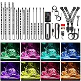 Motorcycle Underglow LED Lights, NTHREEAUTO RGB Strip Light Kit Bluetooth with Brake Accessory...