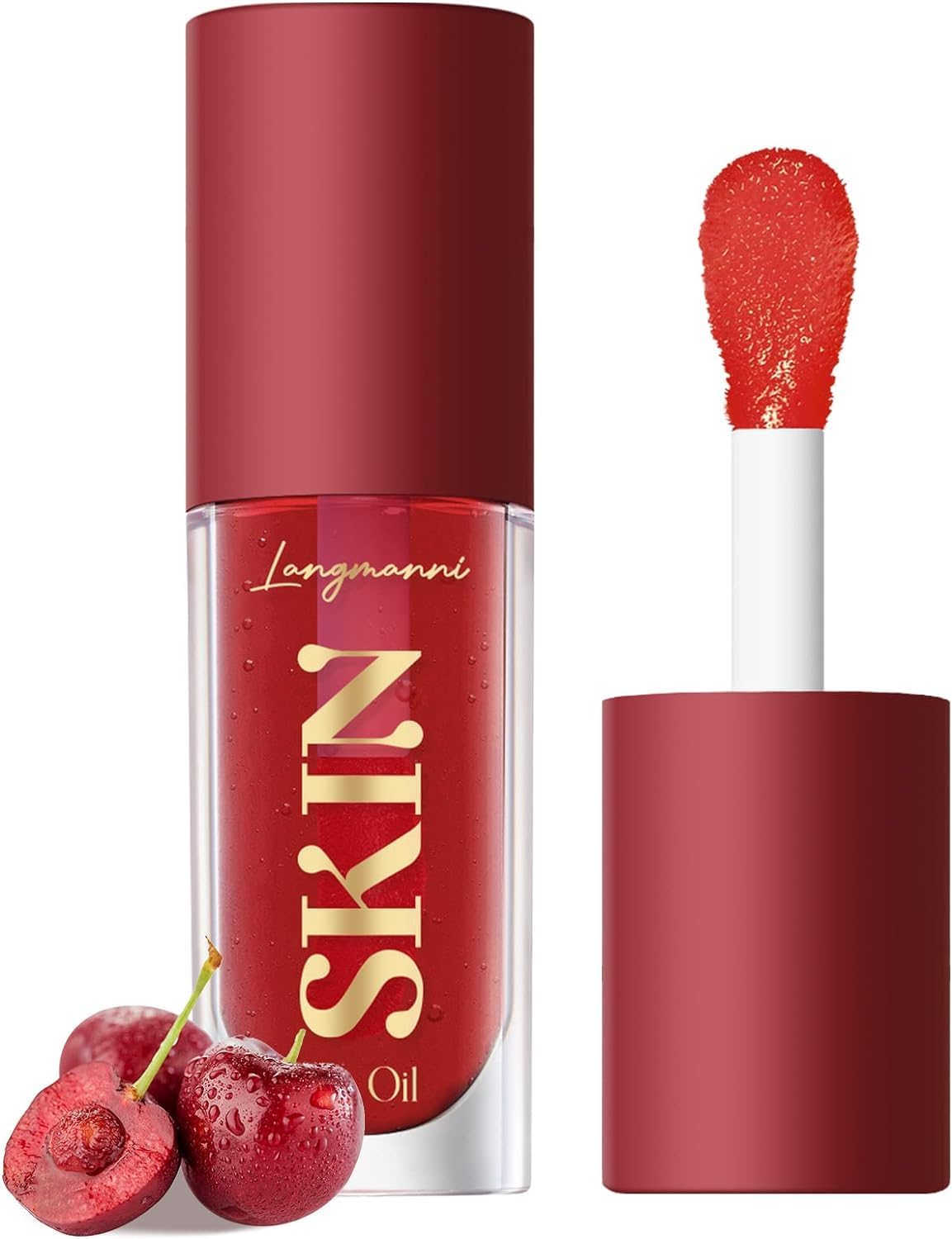 Moisturizing Lip Oil,No-Sticky Lip Gloss Lip Balm Lip Care,Fruit Flavoured Lip Oil For Dry Lip's Moisturizing Hydrating And Nourishing ((Cherry))