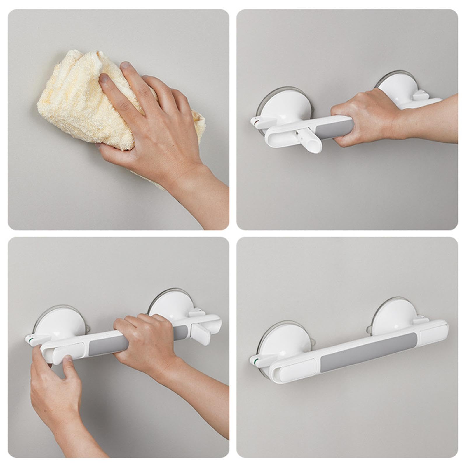Juego de 5 barras de agarre impermeables portátiles grandes con ventosa para bañera, baño, inodoro