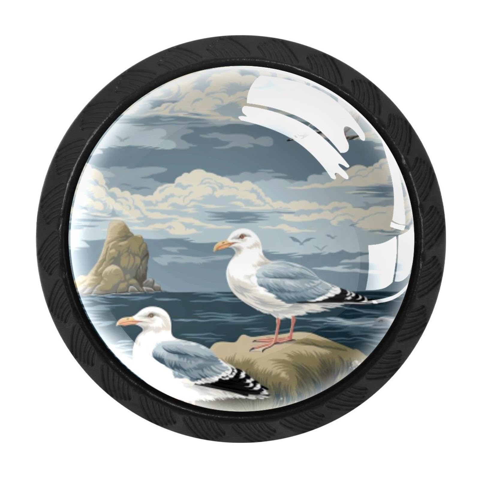 Chenzzzz Multicolored 12 4 Pieces Sea Mew Drawer Knobs, 35Mm Black Cabinet Knobs, Drawer Pulls And Knobs, Dresser Drawer Knobs, Cabinet Hardware Kitchen Cabinet Knobs