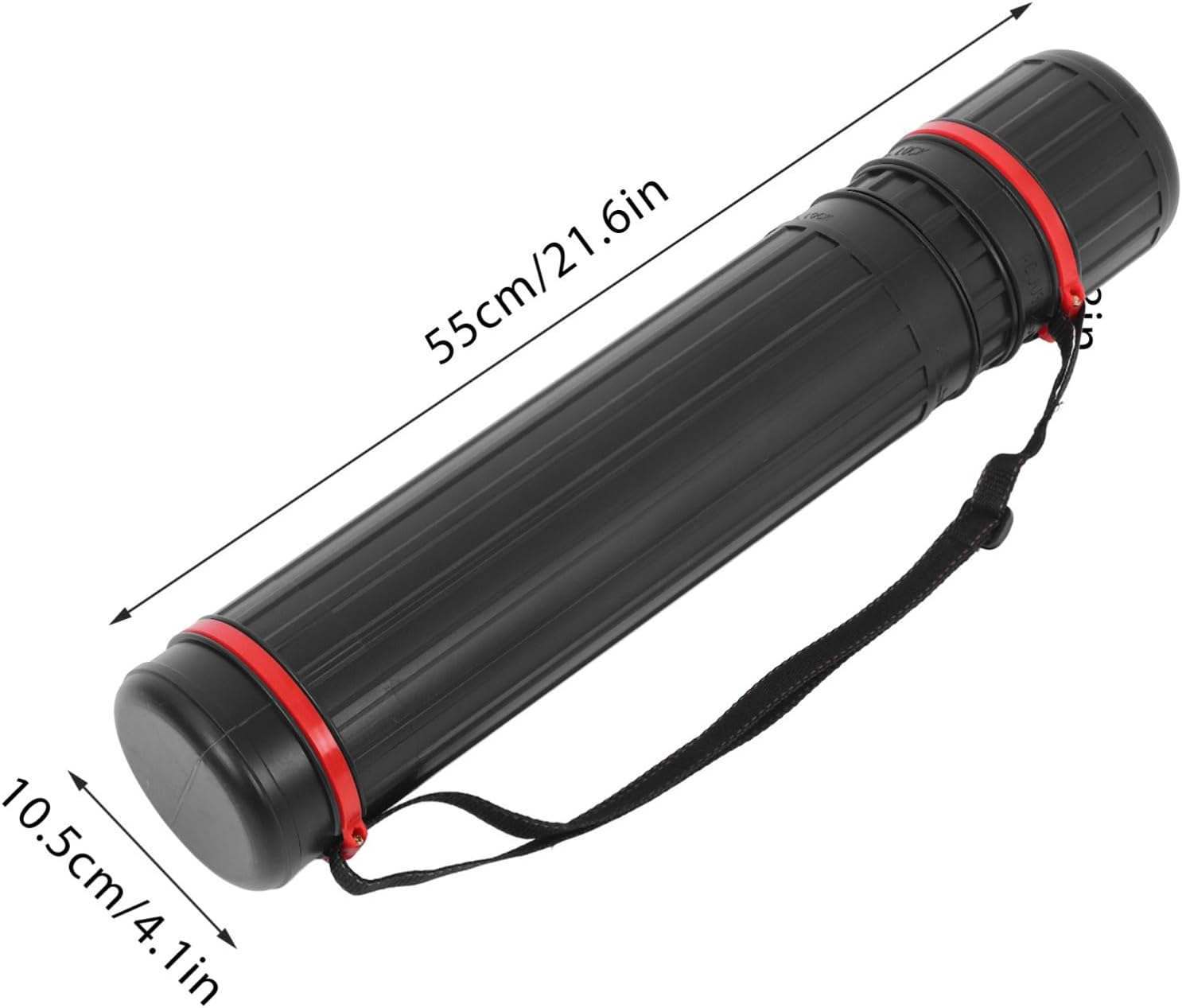 Vaguelly Extendable Plastic Poster Tube with Cap, Small Size 10.5cm Diameter X 55-90cm Length, Telescoping Artwork Storage and Mailing Tube with Carrying Strap for Drawing and Blueprint