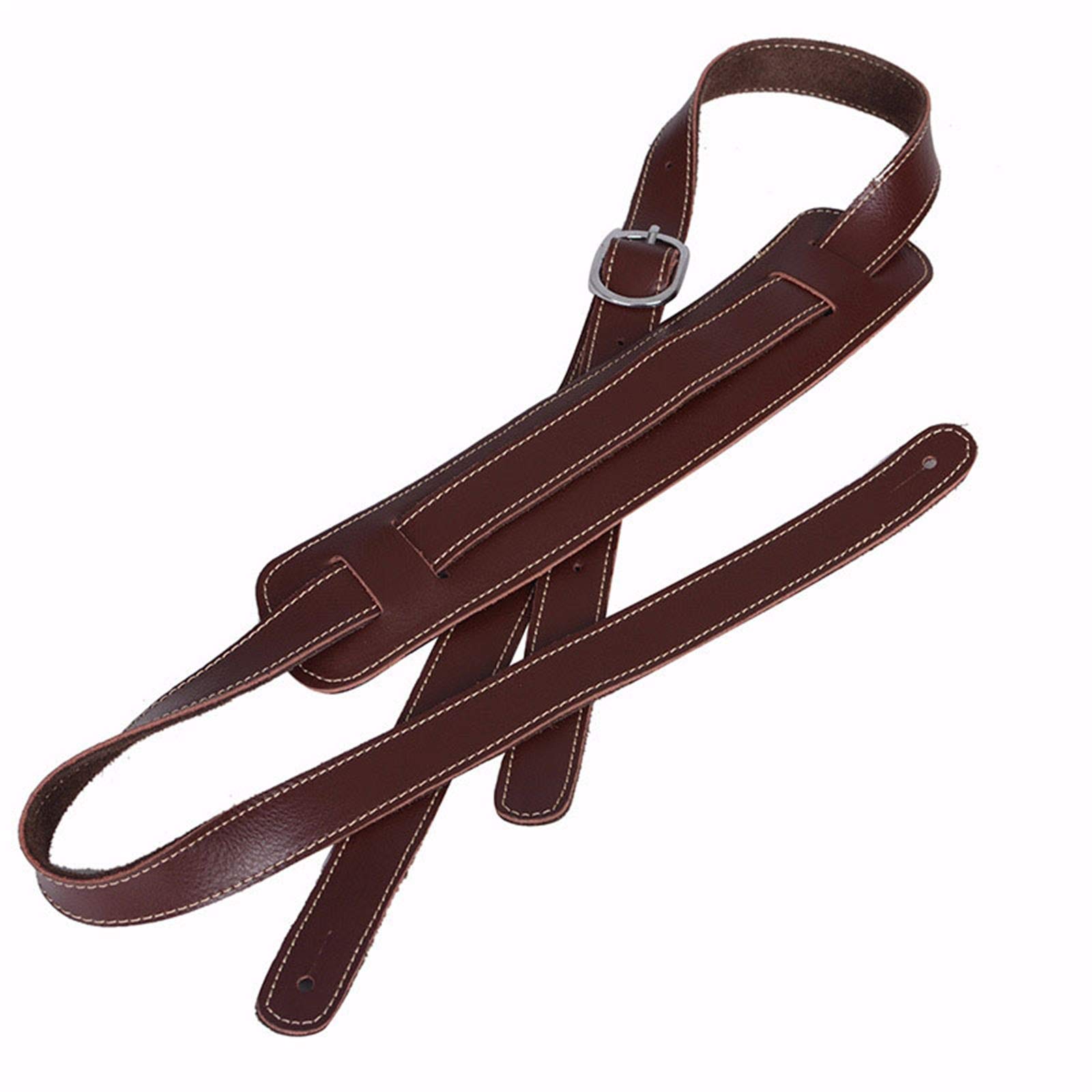 BOSUGE, Regulowany pasek do gitary Pogrubiony, poszerzony skórzany pasek do gitary Bardzo długi do gitary elektrycznej na bas, gitary (kolor: czarny, rozmiar: 112-132,5 cm) (Color : Red Brown, Size