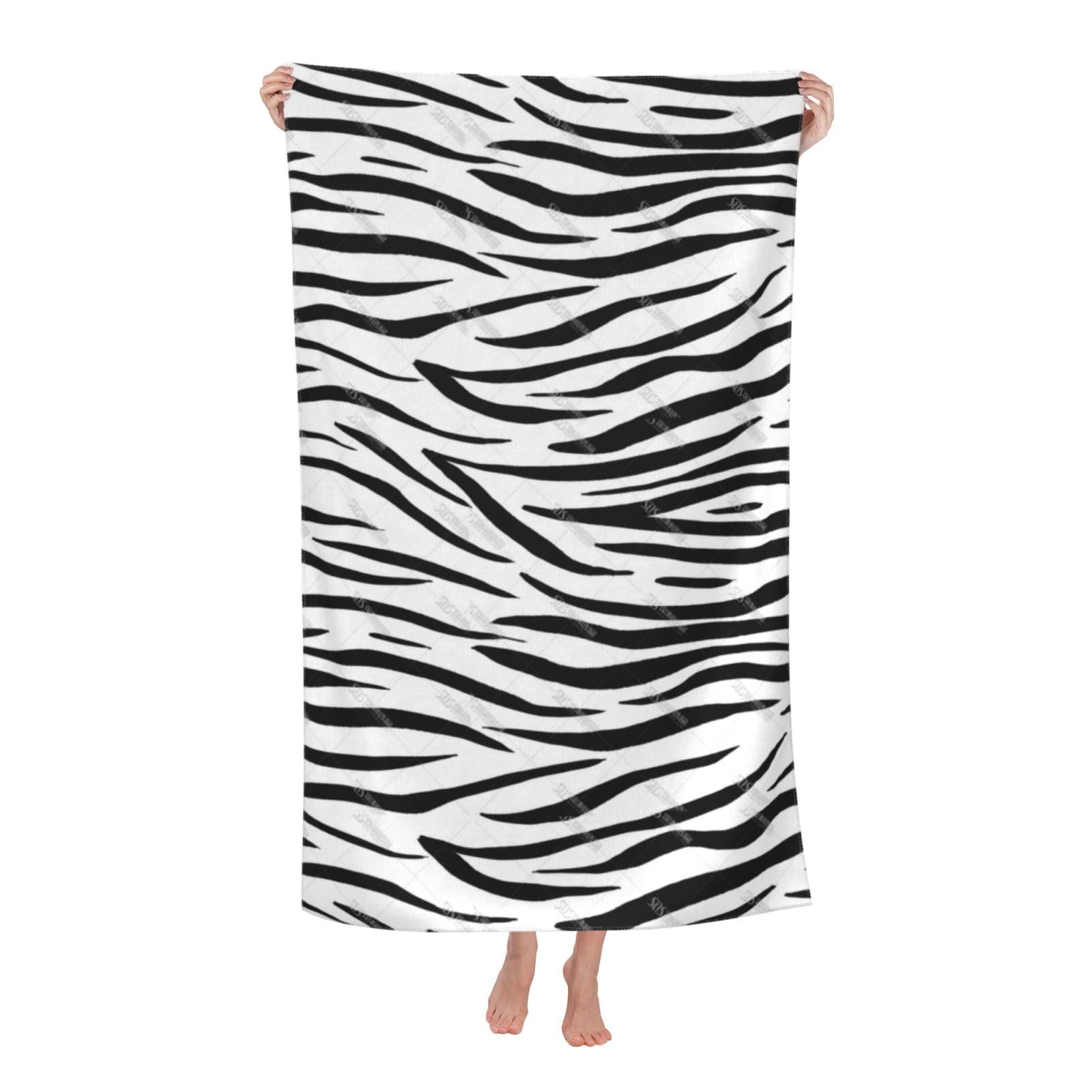 LSRCPD Beach Towel Black and White Zebra Print Art Microfiber Beach Towels Blanket Oversized Tropical Big Extra Large XL Pool Towels Quick Dry Sandproof for Women Girls Kids