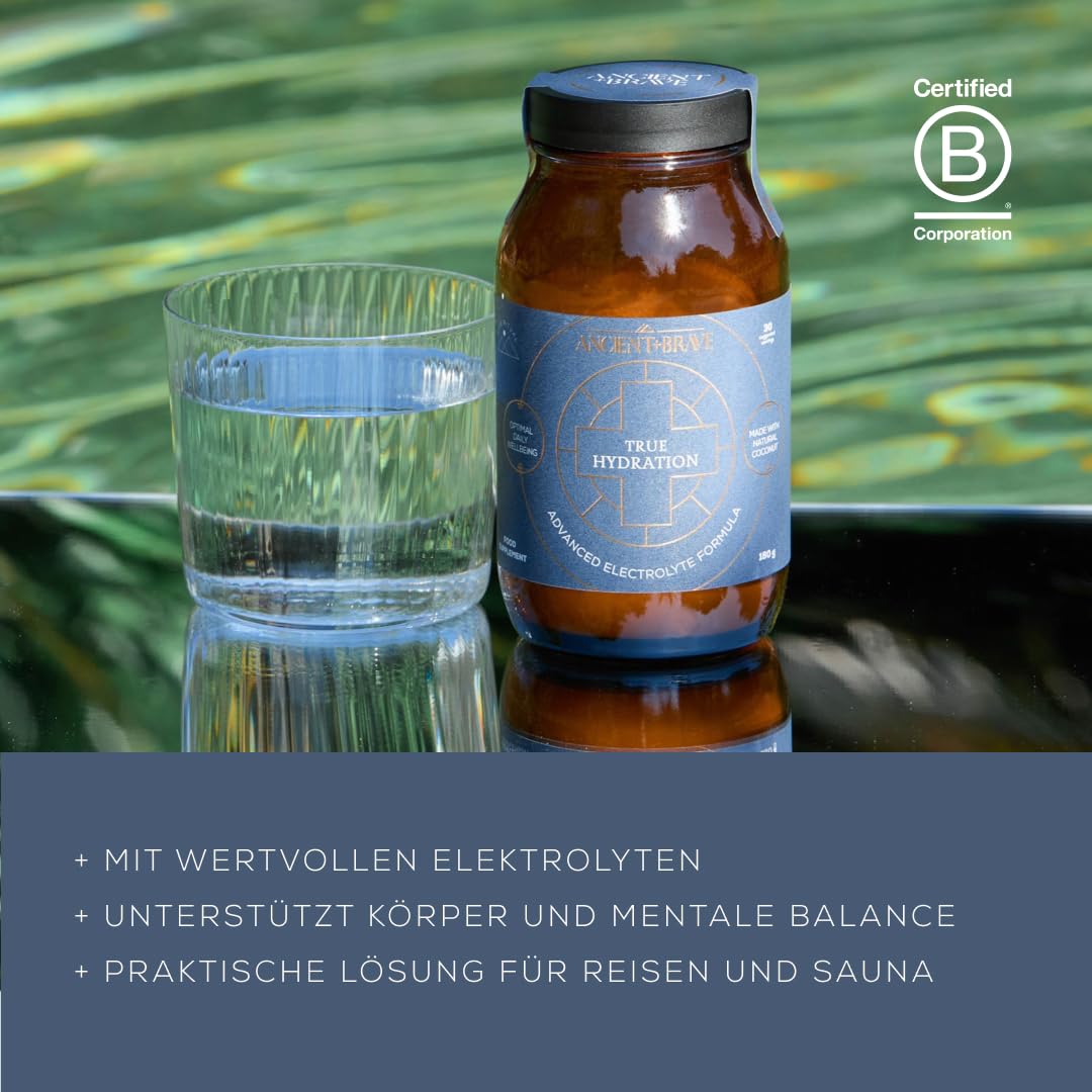Ancient + Brave | True Hydration 180 g | Elektrolyt & Kokoswasser Mischung | Magnesium, Kalium und Chrom | Morgen & Post-Workout Hydration