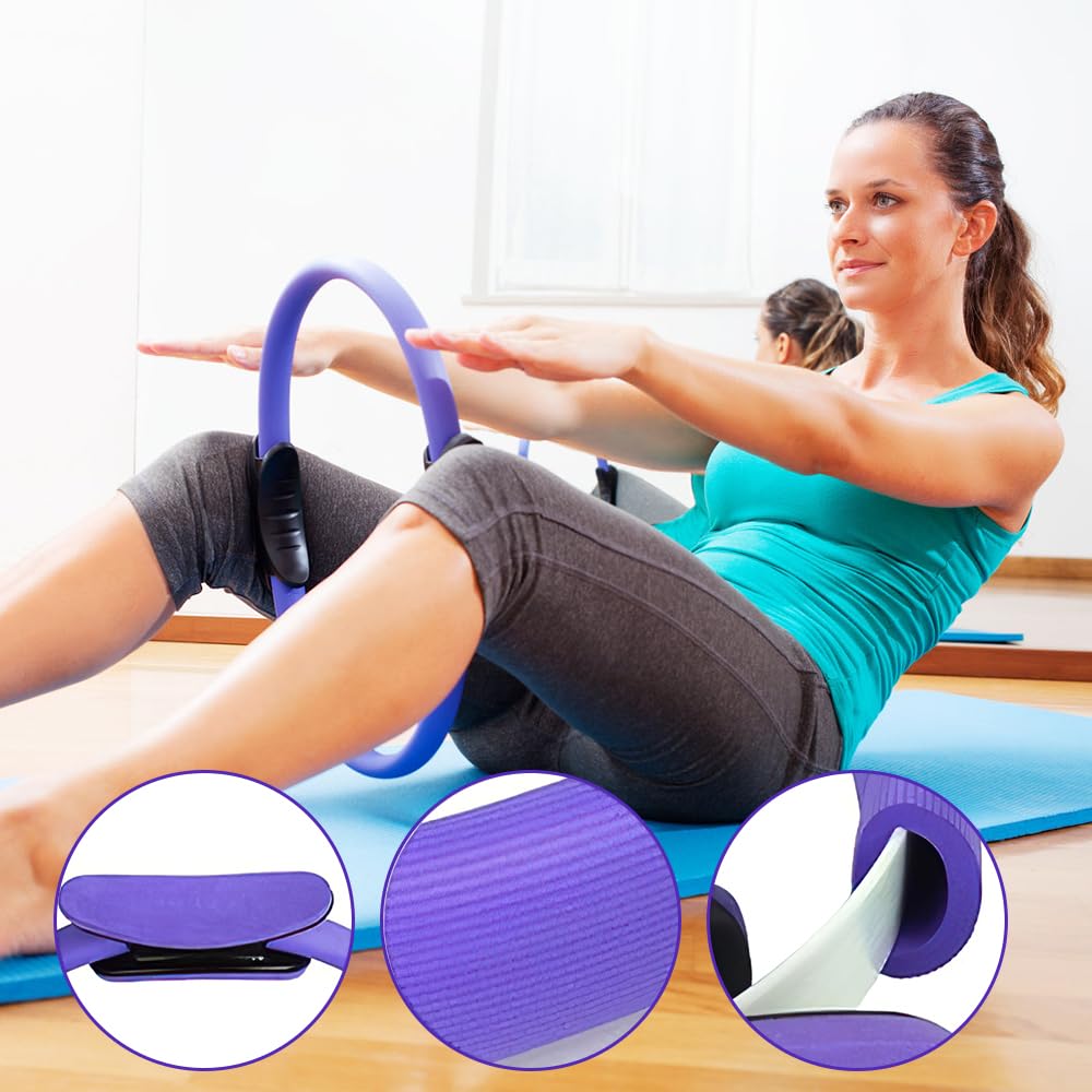 13 Pezzi Pilates Essentials Kit, Kit Pilates Completo, Fitness Ring per Esercizi Interni della, Set da Pilates Cerchio Pilates con Palla Yoga, Cerchia di Pilates per Allenamenti Casa e Studio