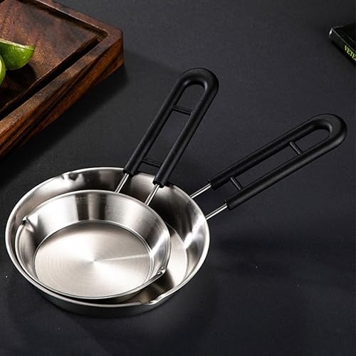 Miniatura 3 de SHERCHPRY Mini sartén de huevos sartén antiadherente para tortillas de acero inoxidable redonda con mango para inducción de estufa de gas