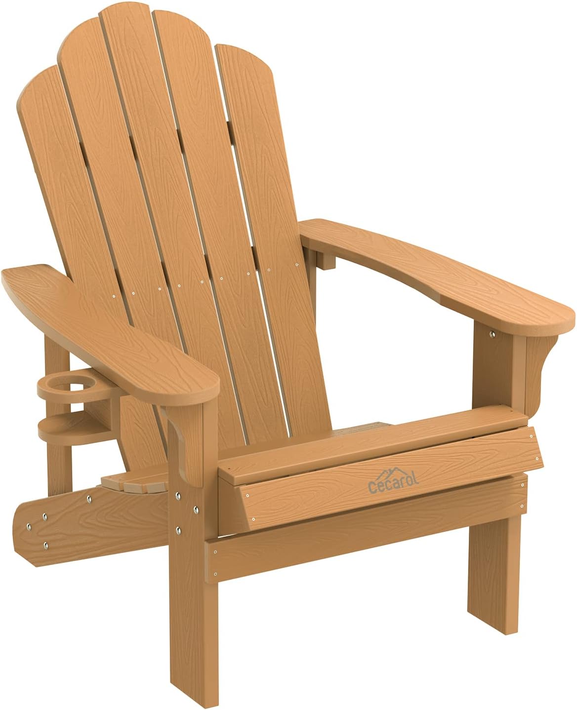 Cecarol Oversized Adirondack Chair, High Back Outdoor Chair with Cup Holder, Weather