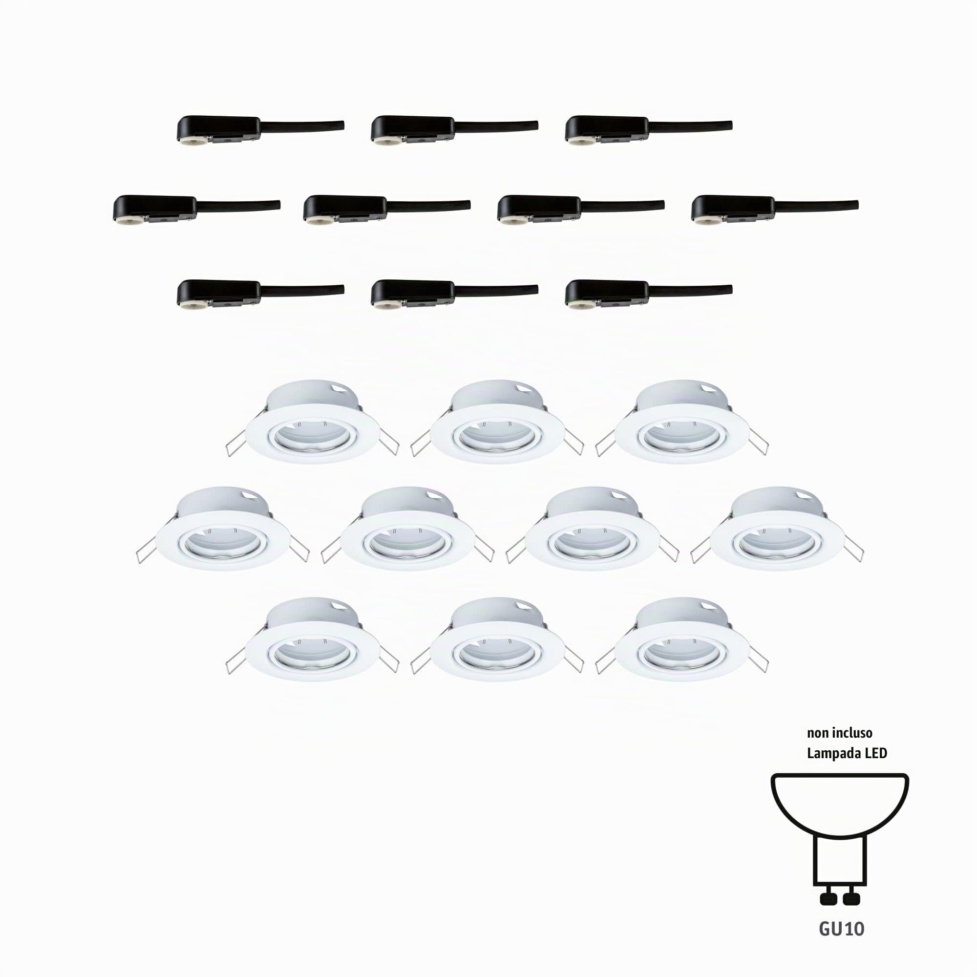 Paulmann 93400 Lampada da incasso LED Base rotonda 10 faretti da incasso da max. 10 Watt bianco apparecchio da incasso metallo spot da soffitto GU10
