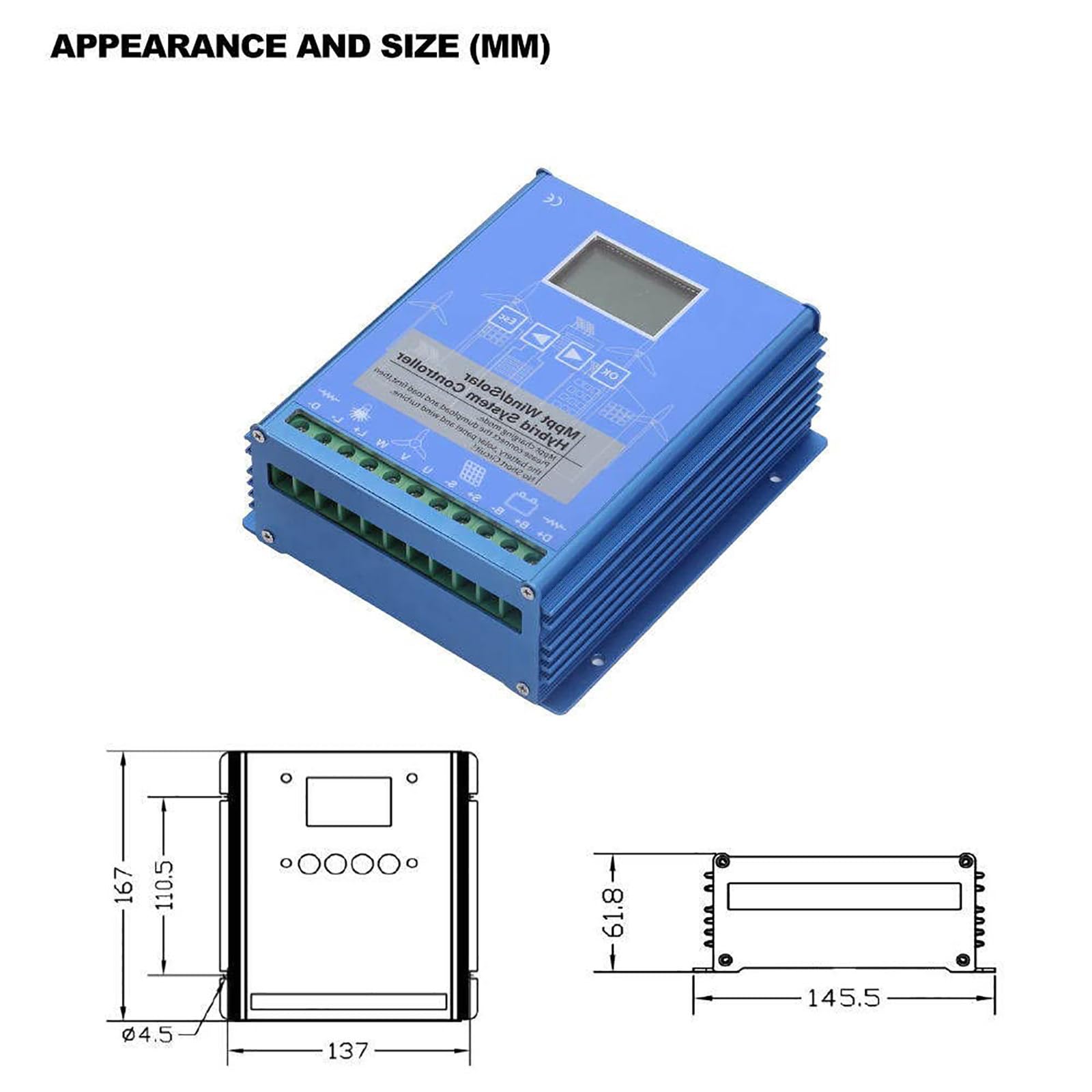 Système Hybride éolien et Solaire 400-2000 W, contrôleur de Charge MPPT, 12 V 24 V 48 V avec écran LCD, pour générateur d'éolienne Domestique Hors réseau, 24 V-1000 W