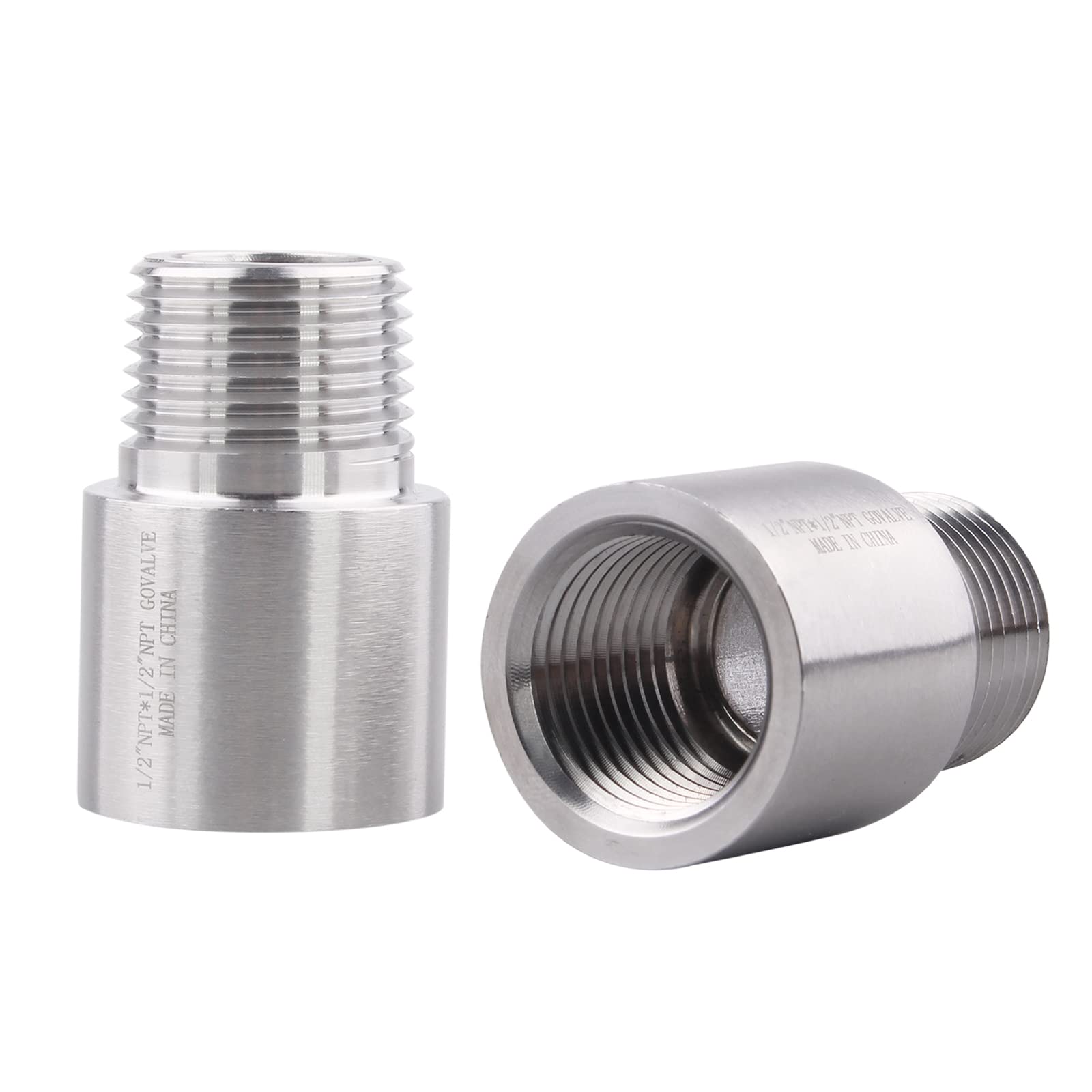 GOVALVEShower Head Extension Coupling - 40mm Length 1/2" NPT Male x 1/2" NPT Female Threaded Stainless Steel Shower Arm Extender Forged Pipe Fitting 2Pcs