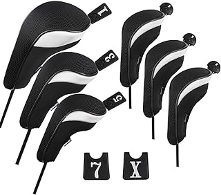 Andux 6pcs/Set Golf Club Head Covers Woods Driver Fairway Hybrid Set (3 Hybrids + 3 Woods)