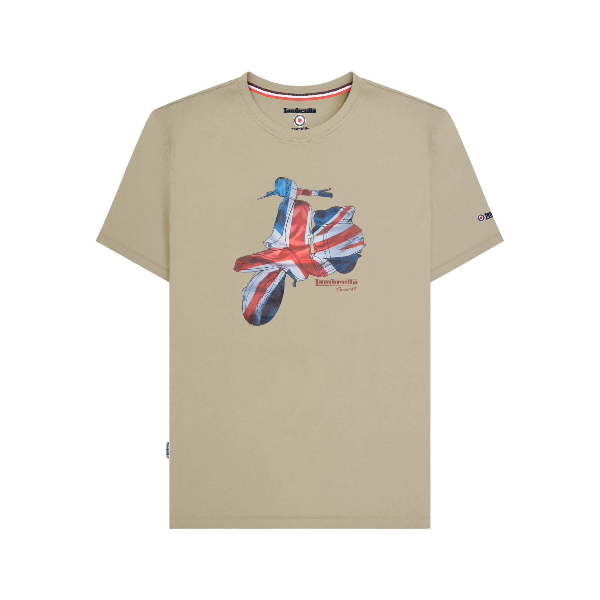 Lambretta Mens Scooter Tee Short Sleeve T-Shirt - Stone - 2XL