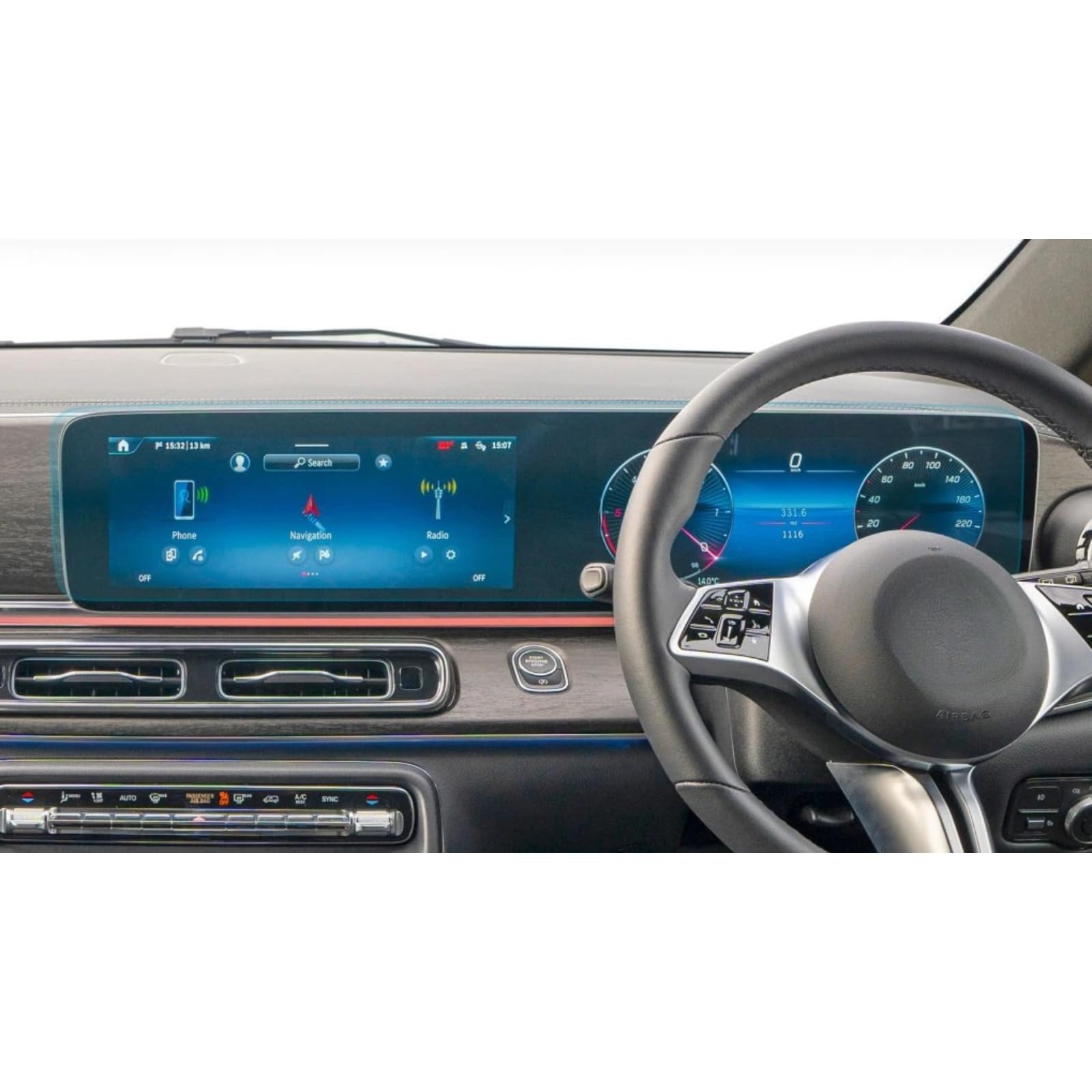 GPS Proteggi Schermo per Mercedes Benz V-Class 2024,AntiGraffio Navigazione per Auto Schermo in Vetro Temperato Pellicola Protettiva,A-Matte