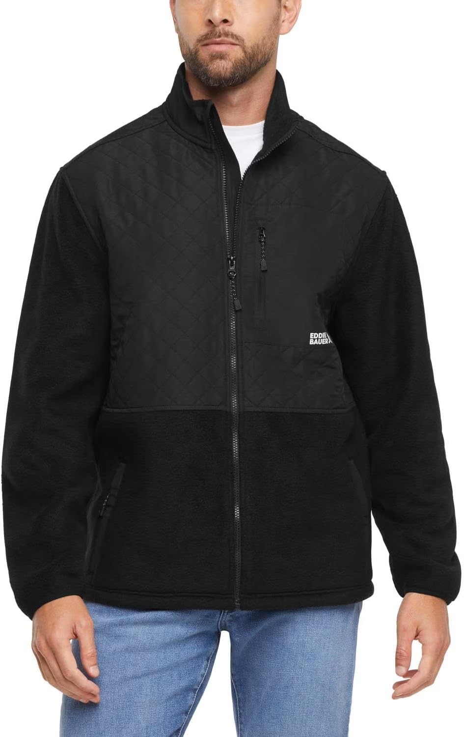 Eddie Bauer Men Mixed Media Fleece Jacket