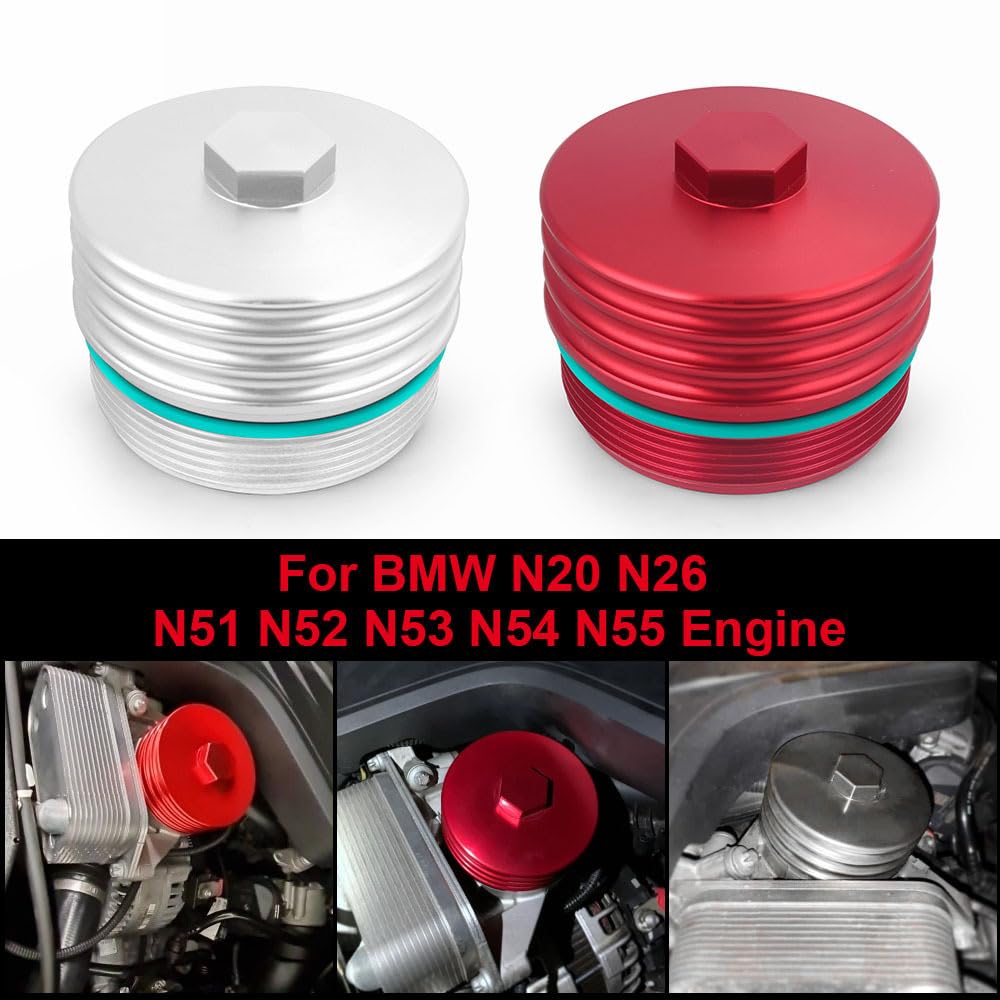 Tappo Serbatoio Coperchio Adatto per Bmw N20 N26 Coperchio filtro olio Alloggiamento in lega di alluminio N51 N52-N55 Parte modifica auto rossa(Red)