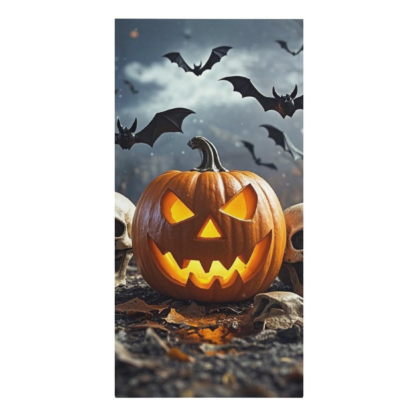 QMNLKH Pumpkins and Skulls Beach Towel for Women, Large Microfiber Pool Towel for Men, Absorbent Swim Towels for Home, Lightweight Bath Towels for Camping, Yoga, 30.3"x61.4"