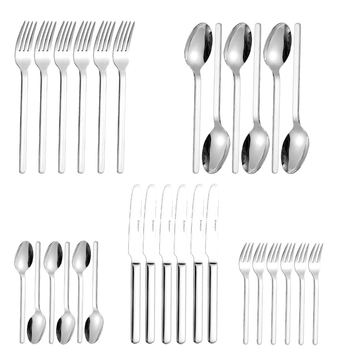 Esmeyer 250-030 Besteck-Set Bettina Hochglanz-poliert 30-teilig, Edelstahl, 22 x 7 x 6 cm, Silver