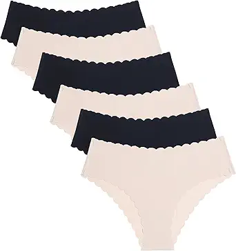Wetopkim Seamless Thongs for Women, No Show Panties V-waisted Stretch Breathable, Seamless Thong Underwear 6 Pack S-XL
