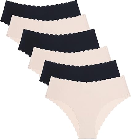 Wetopkim Seamless Thongs for Women, No Show Panties V-waisted Stretch Breathable, Seamless Thong Underwear 6 Pack S-XL
