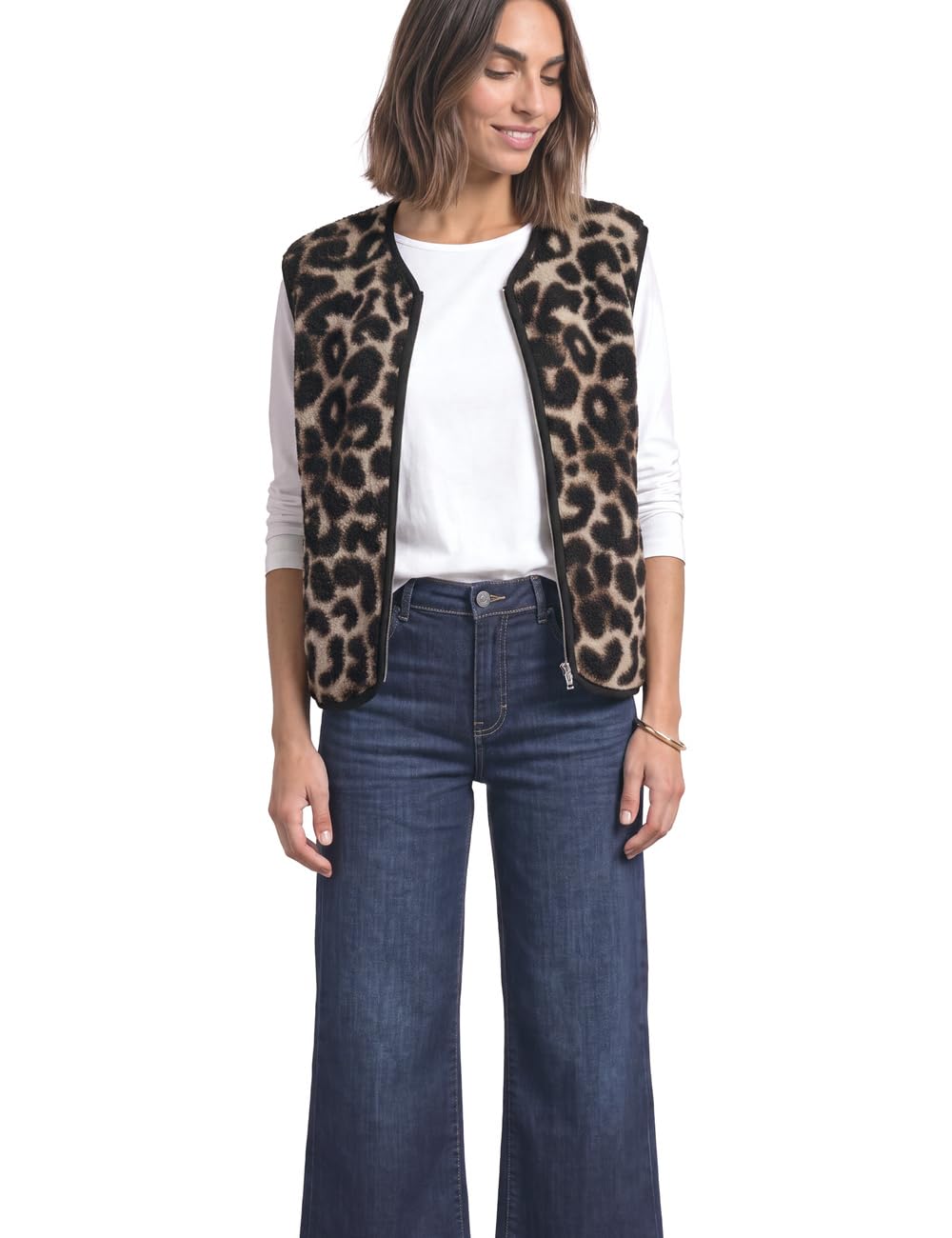 Street One Damen 2200666 Teddy-Weste mit Zipper und Corddetails (1er Pack)