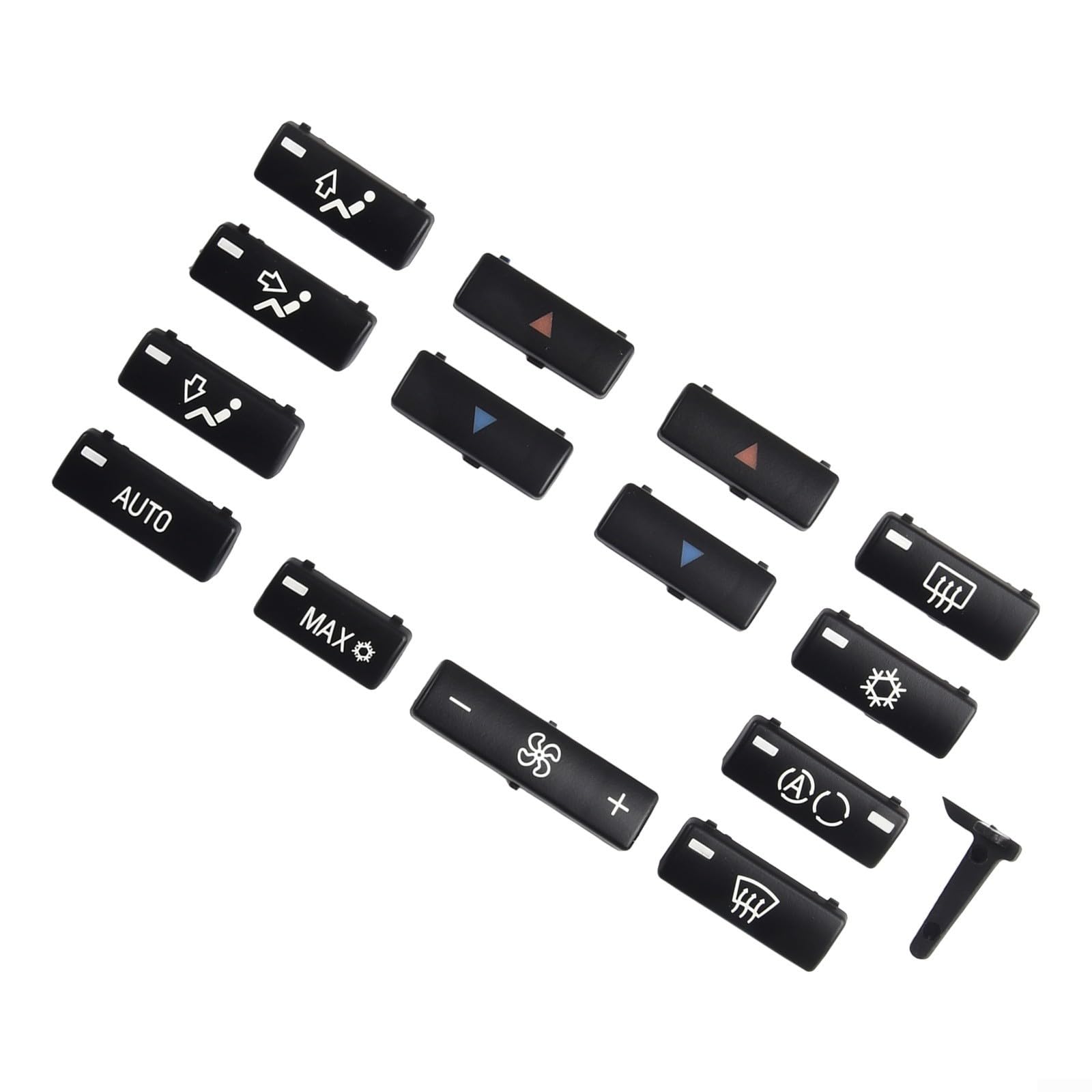 Juego de 14 botones de interruptor de panel de control de clima de CA para BMW Serie 5 E39 1996-2002 y X5 E53 1998-2006 de plástico negro para calentador de aire acondicionado accesorio