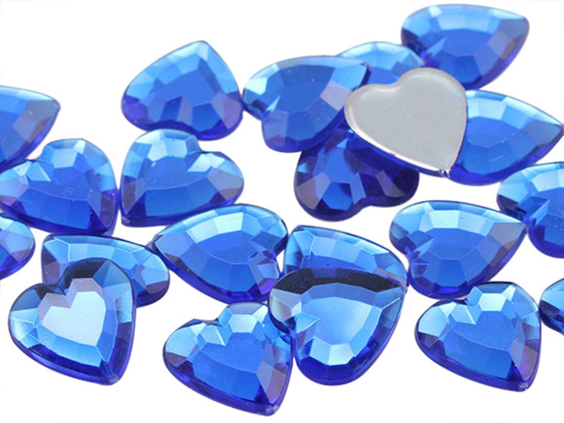 Allstarco Royal Blue Jg33 6Mm Flat Back Heart Acrylic Rhinestones Tiny Face Gems Body Jewels Card Making Embelishments - 100 Pieces