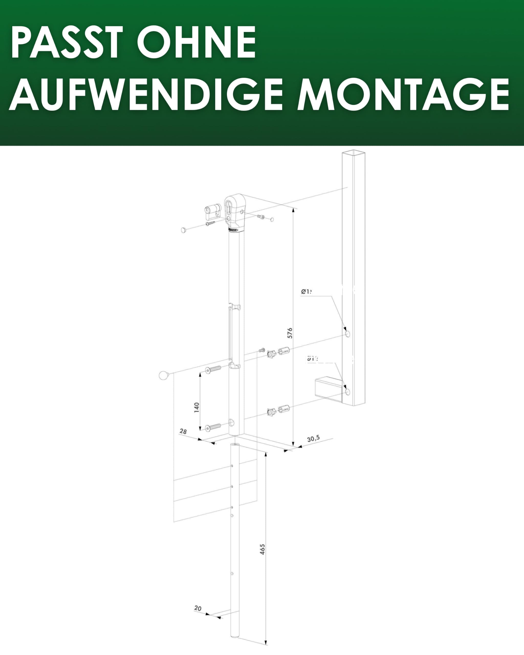 LOCINOX KEYDROP Bolzenstangenriegel abschließbar RAL7016 Anthrazit