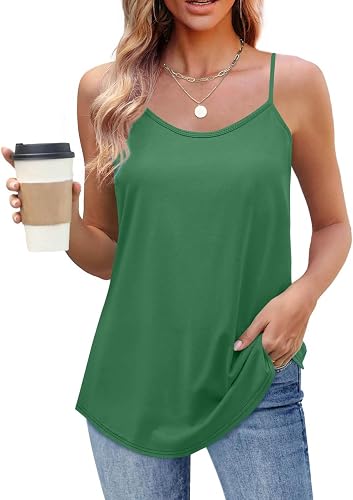 RODYETQQ Camisole Tops for Women Silk Satin Sleeveless Tank Top Sexy Spaghetti S