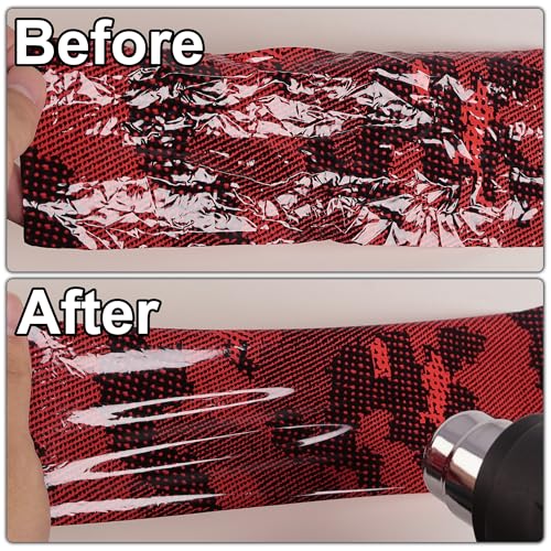 Image of Lypumso PET Camouflage Forged Carbon Fiber Vinyl Wrap, Glossy Car Vinyl Film for Automotive with Air Release Technology for Vehicle Decal DIY Interior Exterior Decoration (Red, 1ft x 10ft)