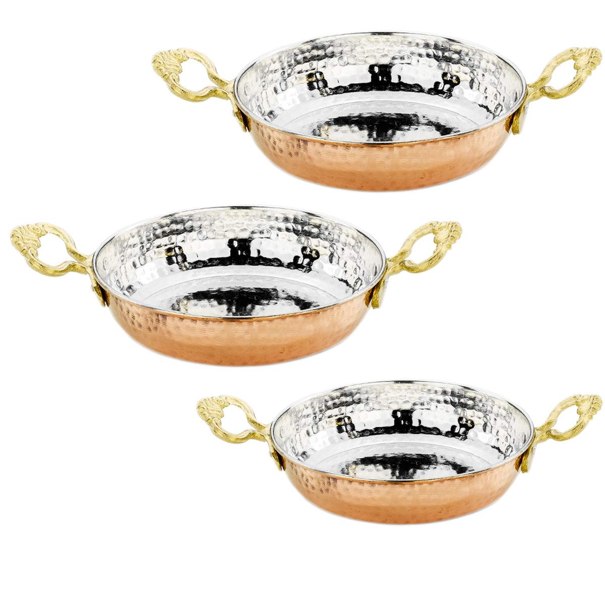 3er Ser Copper Pots 3 Lü Omlet Sahan Yumurta Bakir Tava Omelette Frying Pan Made from Copper