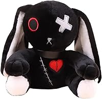 Vista 1 de Muñeca de conejo de peluche, animal de peluche de conejo aterrador, juguete de pie - Negro