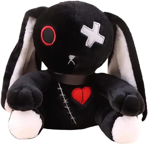 Muñeca de conejo de peluche, animal de peluche de conejo aterrador, juguete de pie - Negro