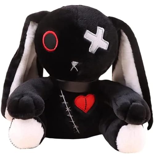 LVQING Rabbit Plush Doll, Crazy Rabbit Plush Toy, Halloween Scary Rabbit Stuffed Animal Long Ears Standing Toy, Suitable for Fans Easter Christmas Birthday Gift. (Color : 11.8in Black) - Black