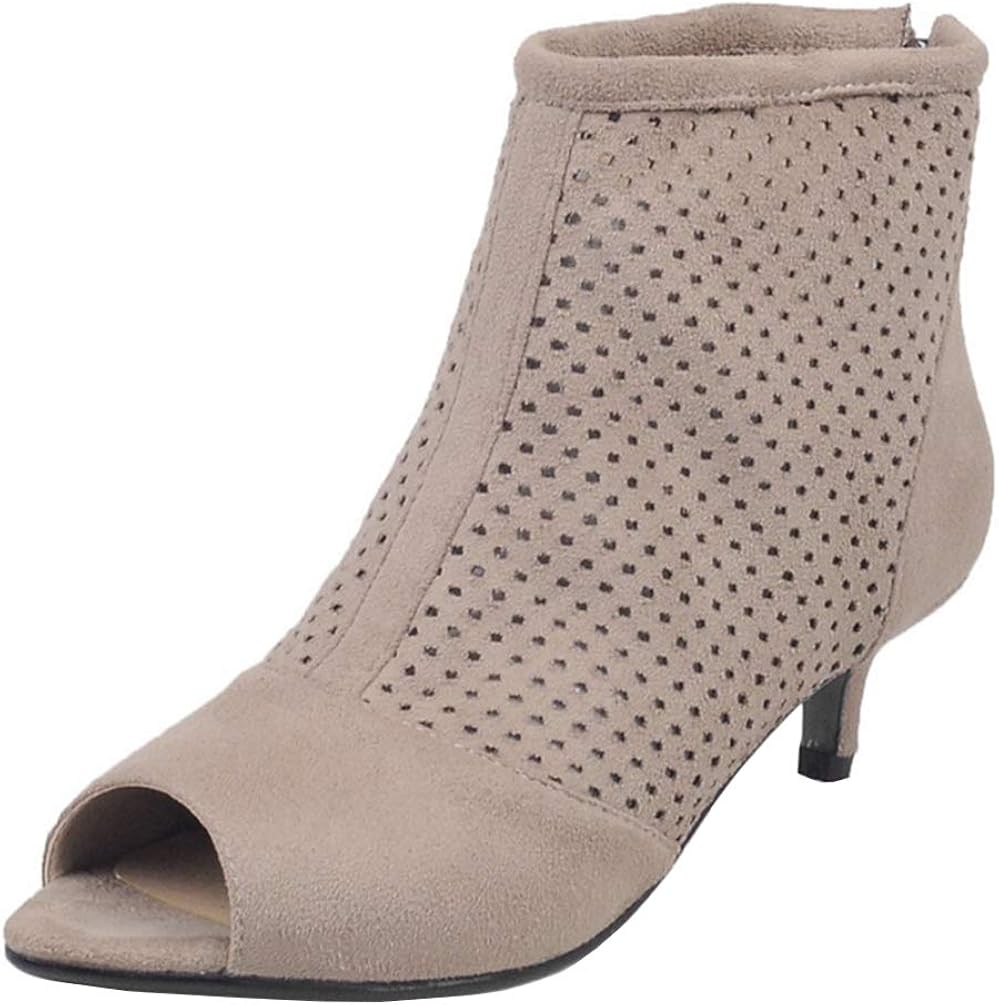 low heel open toe booties