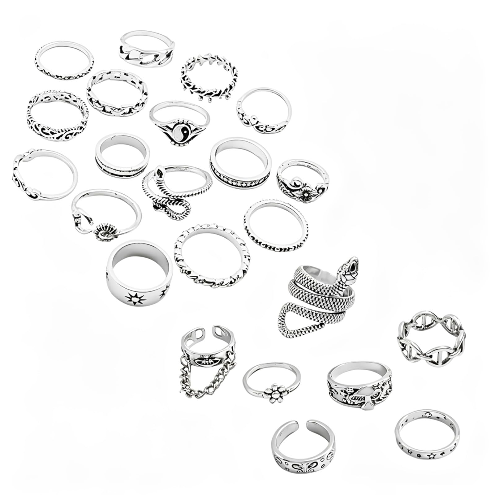 2-Piece Gothic Rings Set, Vintage Alloy Retro Finger Rings for Women and Men, Aesthetic Fashion Jewellery Accessories-image-27
