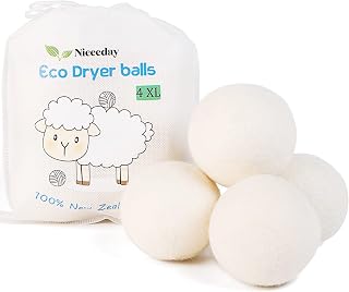 Wool Dryer Balls XL,Handmade Organic Dryer Balls Laundry Reusable Natural Fabric Softener Dryer Sheets Alternative,100 percent New Zealand Wool Extra-Large Dryer Ball,Reduce Wrinkles&Saves Drying Time
